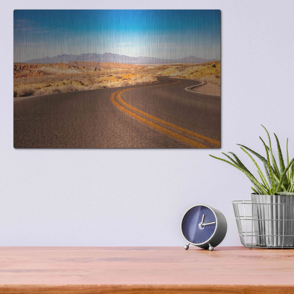 'Winding Desert Road' by Luxe Portfolio – Metal Wall Art, 16x12 room view