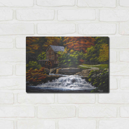 Luxe Metal Art 'Autumn Mill' by Gary Adams, Metal Wall Art,16x12