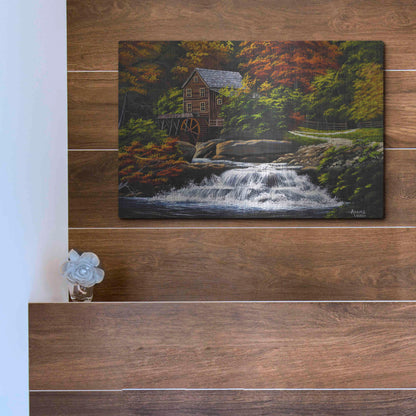 Luxe Metal Art 'Autumn Mill' by Gary Adams, Metal Wall Art,16x12