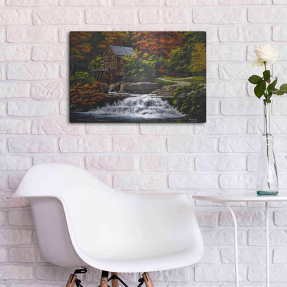 Luxe Metal Art 'Autumn Mill' by Gary Adams, Metal Wall Art,24x16