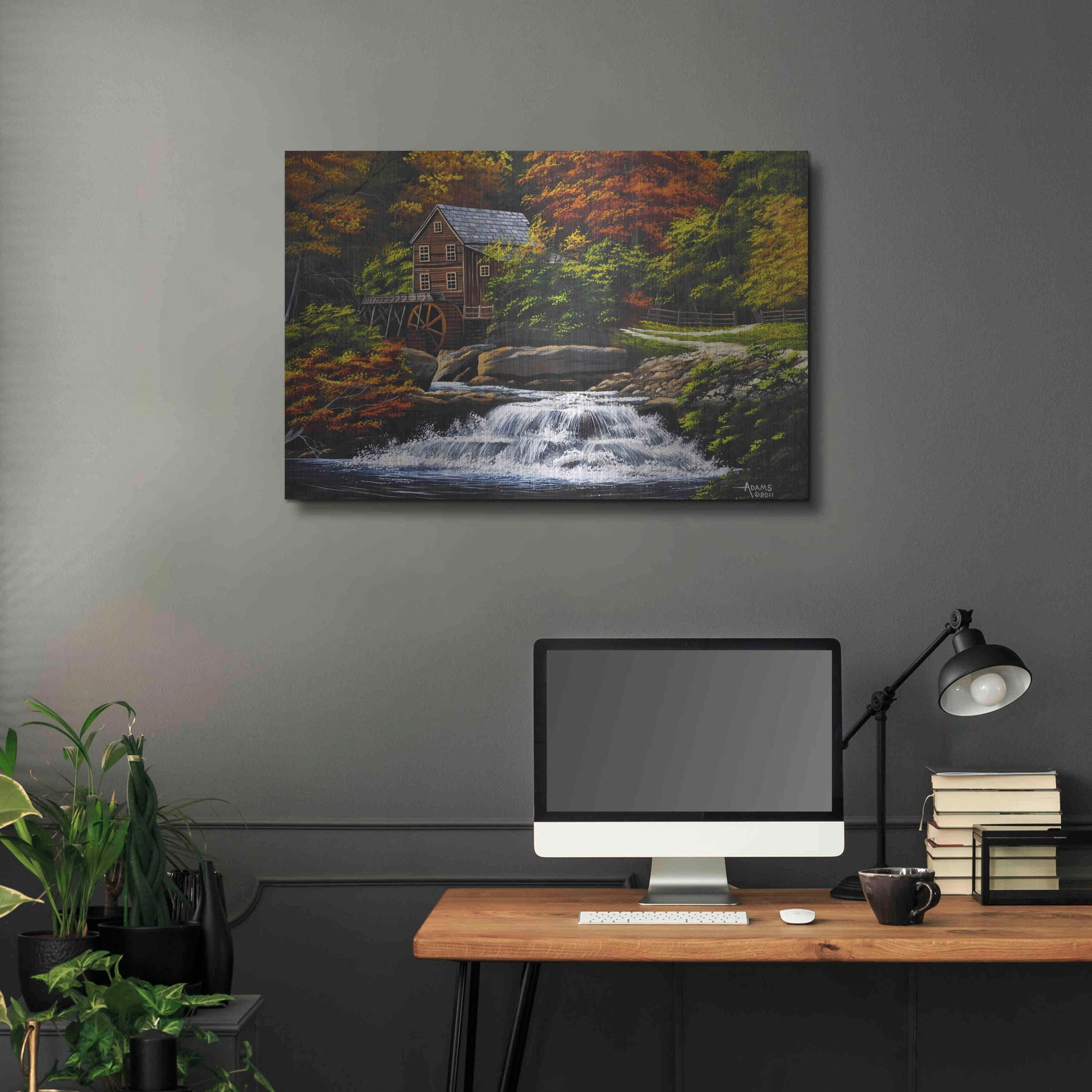 Luxe Metal Art 'Autumn Mill' by Gary Adams, Metal Wall Art,36x24