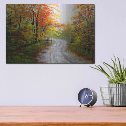 Luxe Metal Art 'Autumn Road' by Gary Adams, Metal Wall Art,16x12