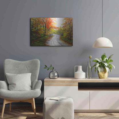 Luxe Metal Art 'Autumn Road' by Gary Adams, Metal Wall Art,24x16