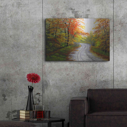 Luxe Metal Art 'Autumn Road' by Gary Adams, Metal Wall Art,36x24