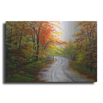 Luxe Metal Art 'Autumn Road' by Gary Adams, Metal Wall Art