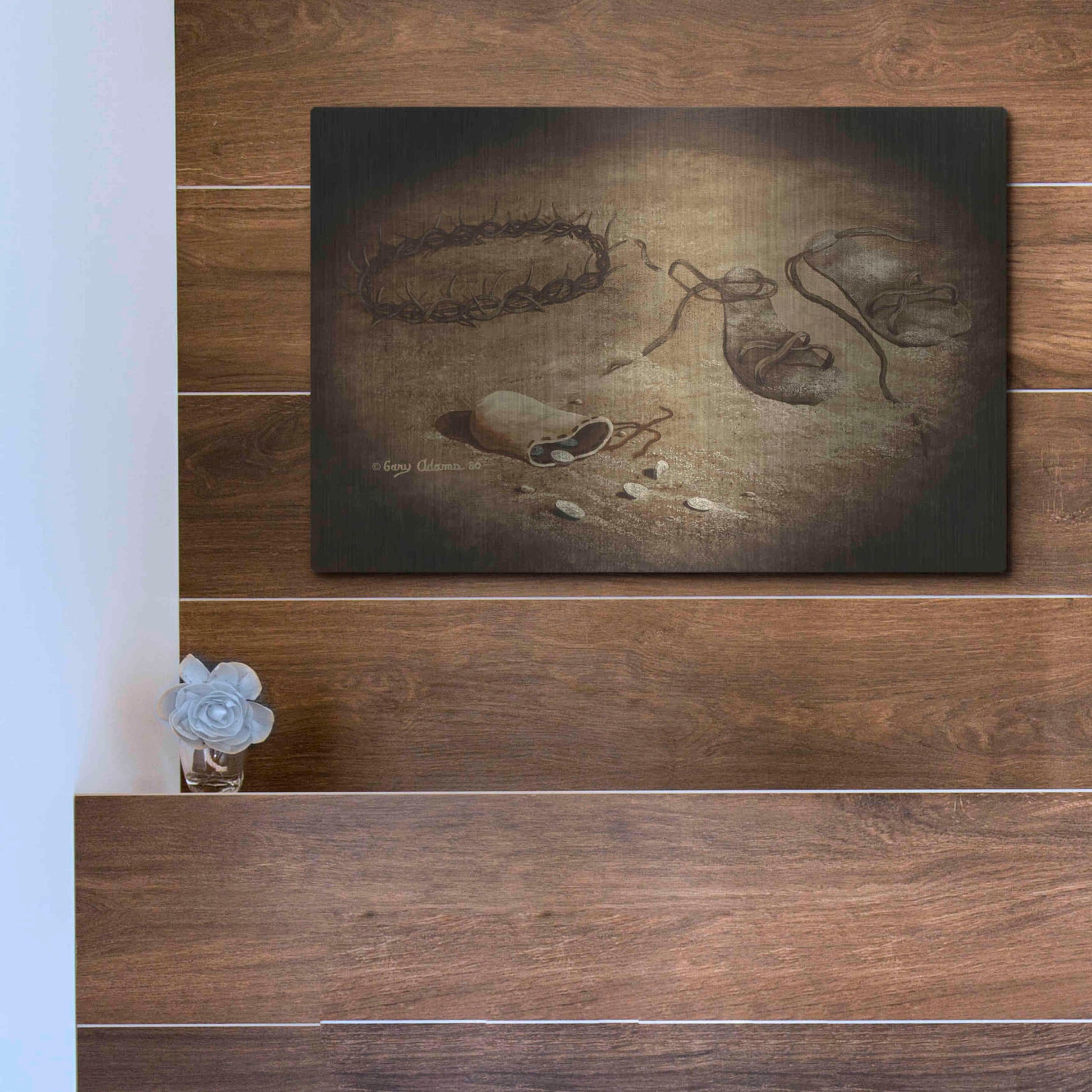 Luxe Metal Art 'Greater Love' by Gary Adams, Metal Wall Art,16x12