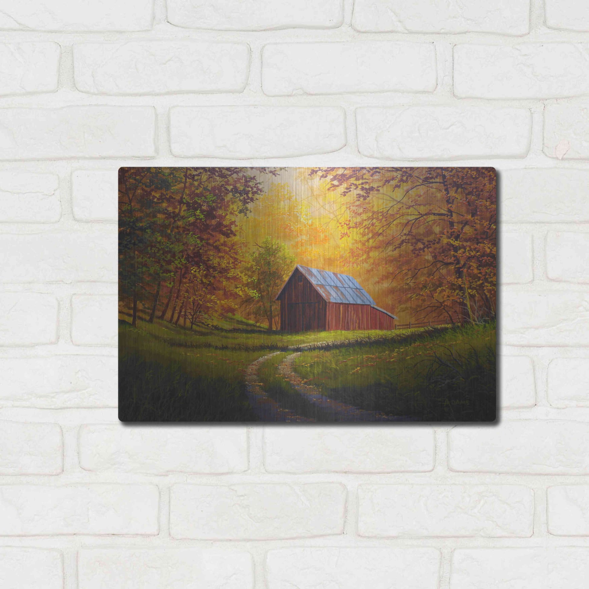 Luxe Metal Art 'Autumn Glow' by Gary Adams, Metal Wall Art,16x12