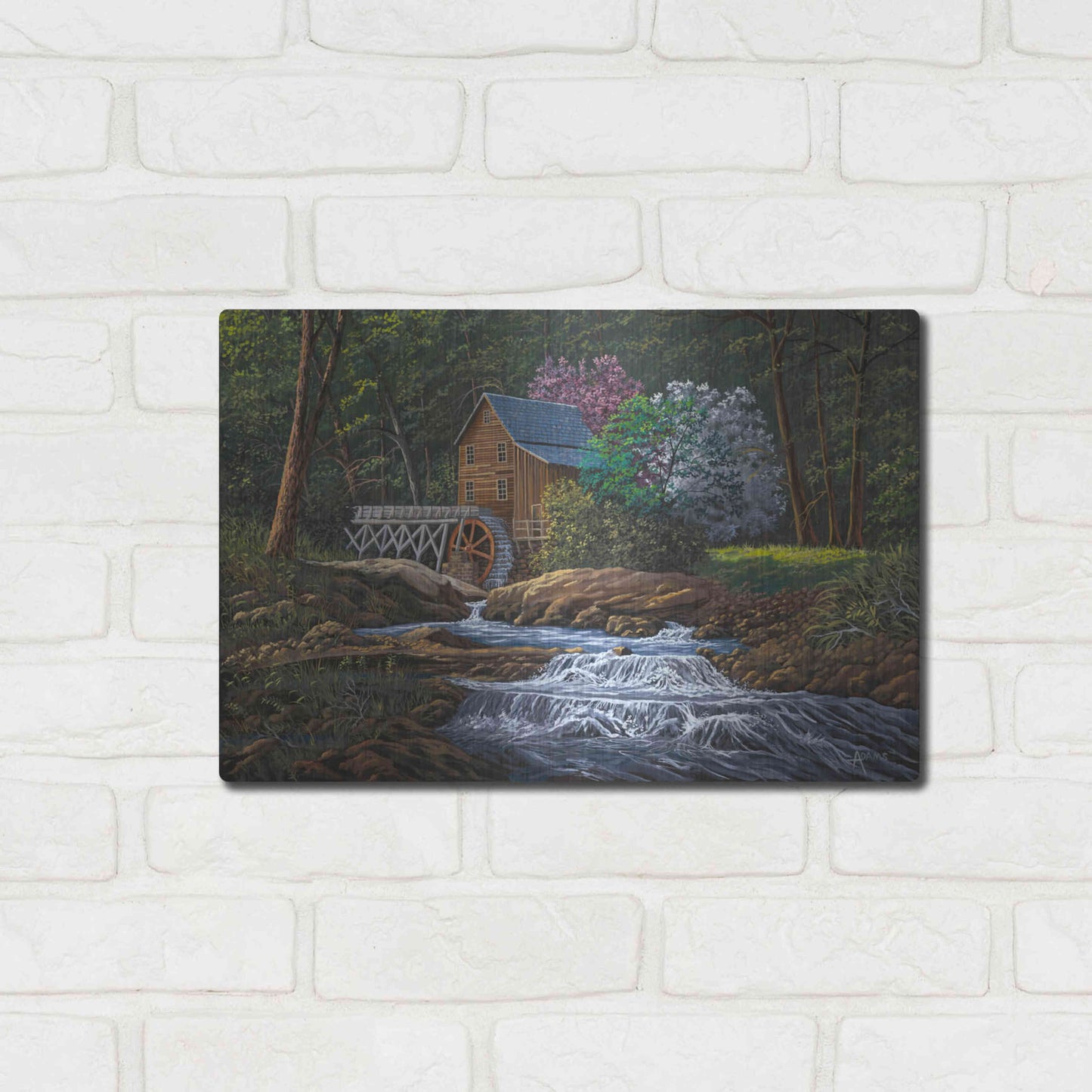 Luxe Metal Art 'Springtime Mill' by Gary Adams, Metal Wall Art,16x12