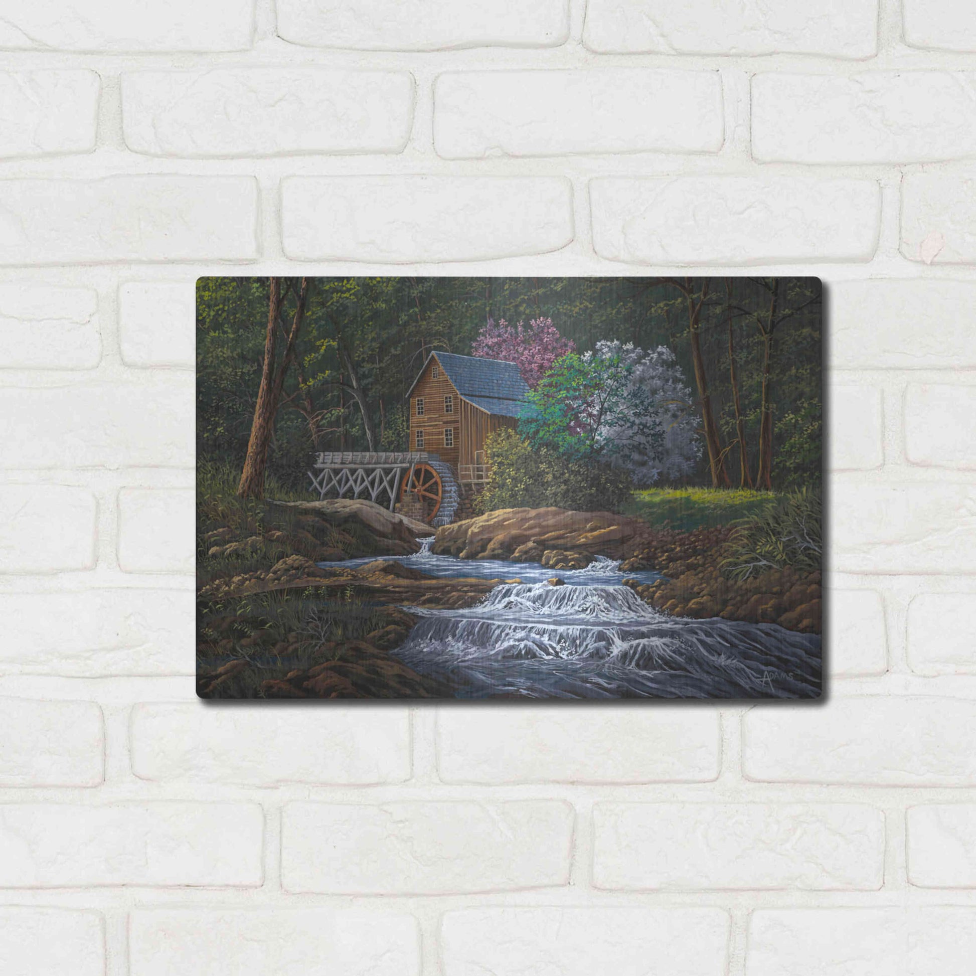 Luxe Metal Art 'Springtime Mill' by Gary Adams, Metal Wall Art,16x12