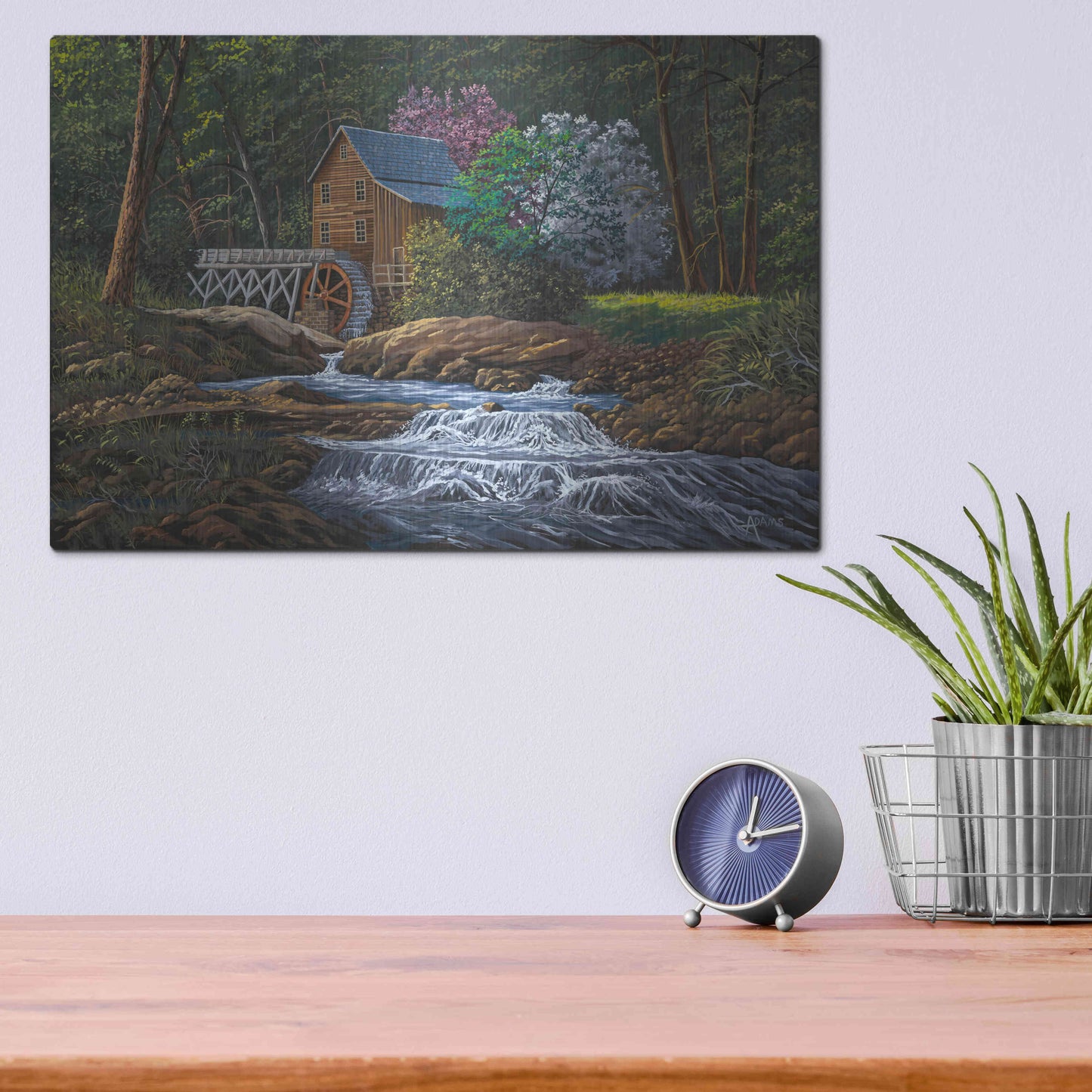 Luxe Metal Art 'Springtime Mill' by Gary Adams, Metal Wall Art,16x12