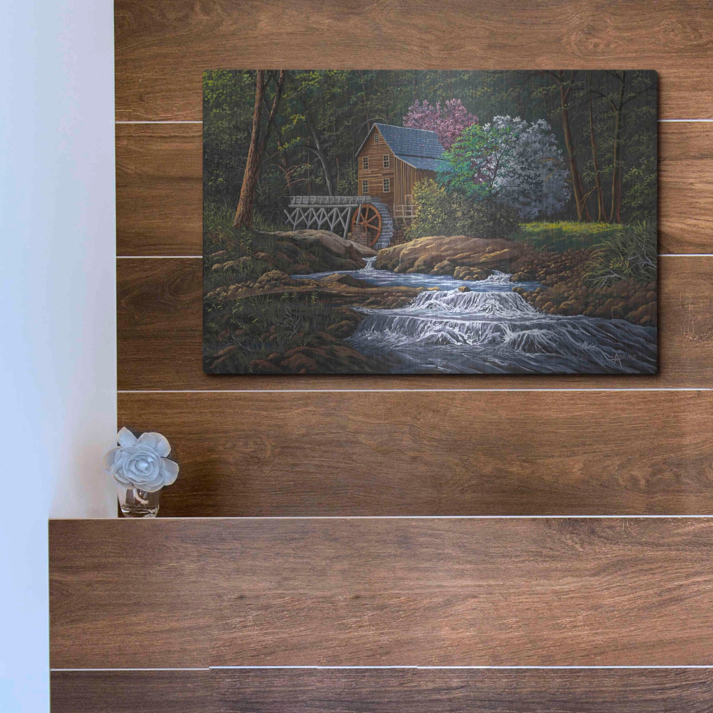 Luxe Metal Art 'Springtime Mill' by Gary Adams, Metal Wall Art,16x12