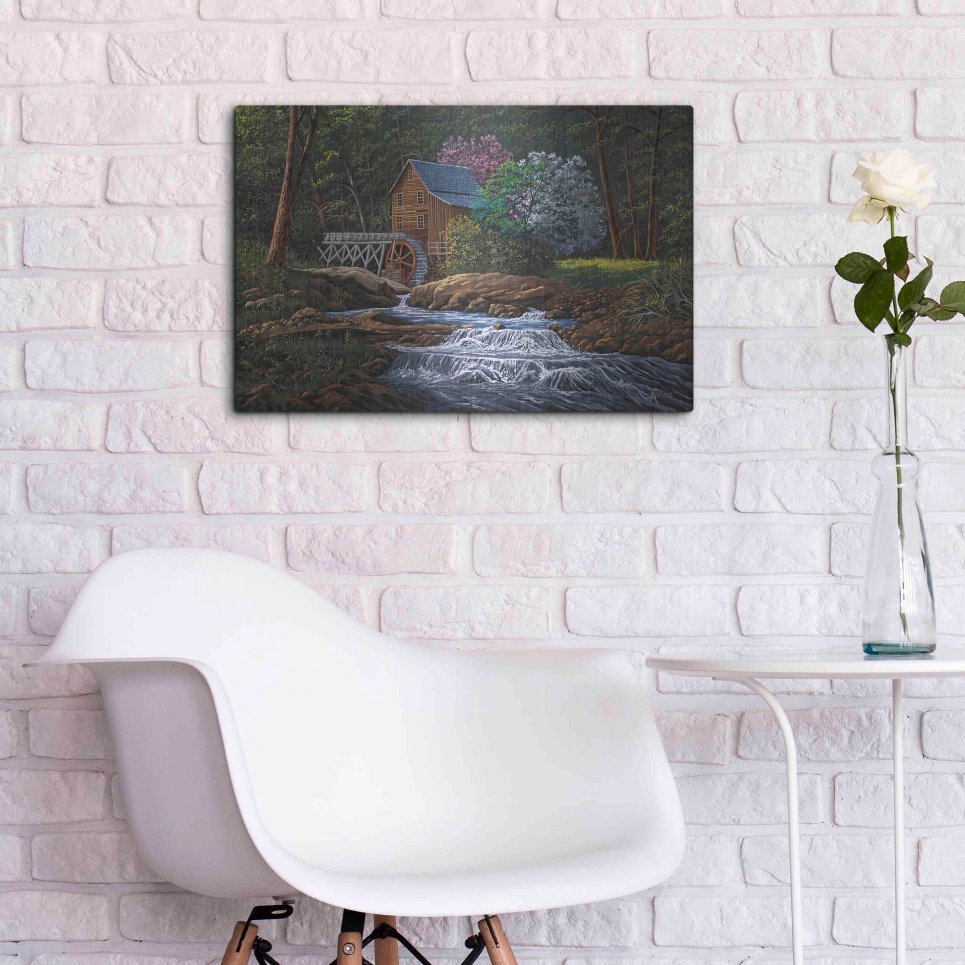 Luxe Metal Art 'Springtime Mill' by Gary Adams, Metal Wall Art,24x16