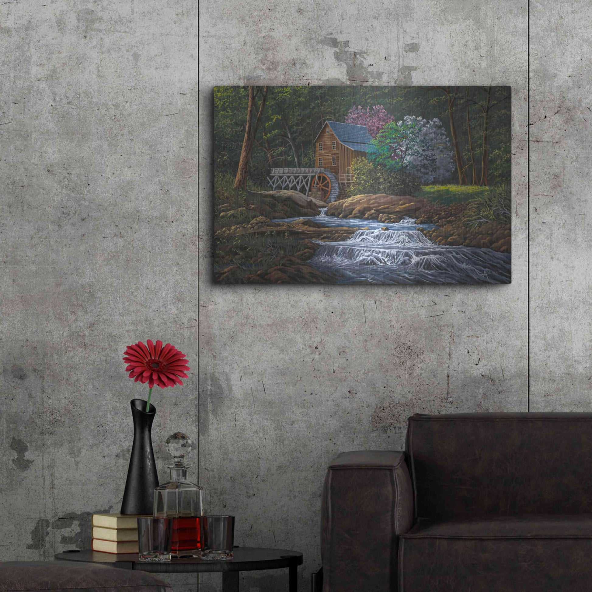 Luxe Metal Art 'Springtime Mill' by Gary Adams, Metal Wall Art,36x24