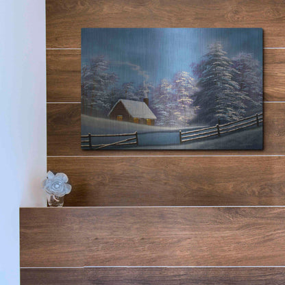 Luxe Metal Art 'Cozy Cabin' by Gary Adams, Metal Wall Art,16x12