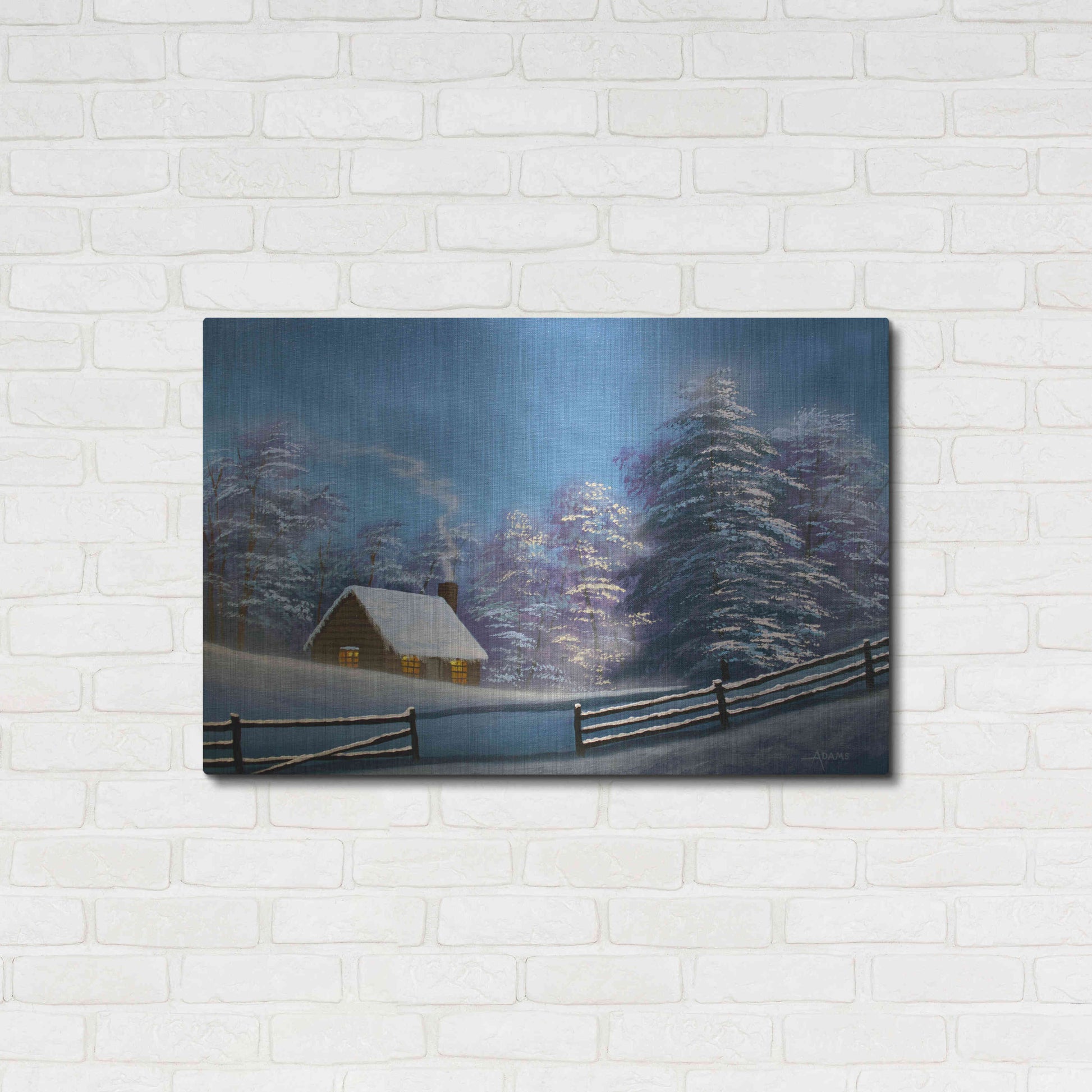 Luxe Metal Art 'Cozy Cabin' by Gary Adams, Metal Wall Art,36x24