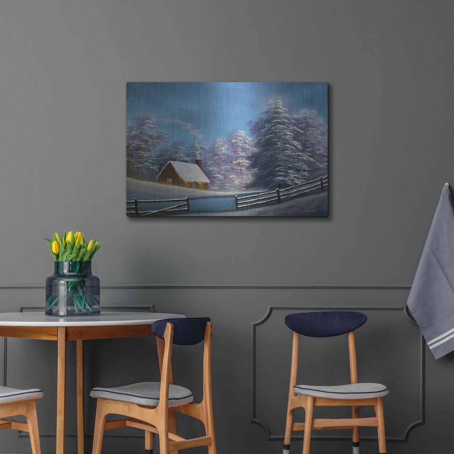 Luxe Metal Art 'Cozy Cabin' by Gary Adams, Metal Wall Art,36x24