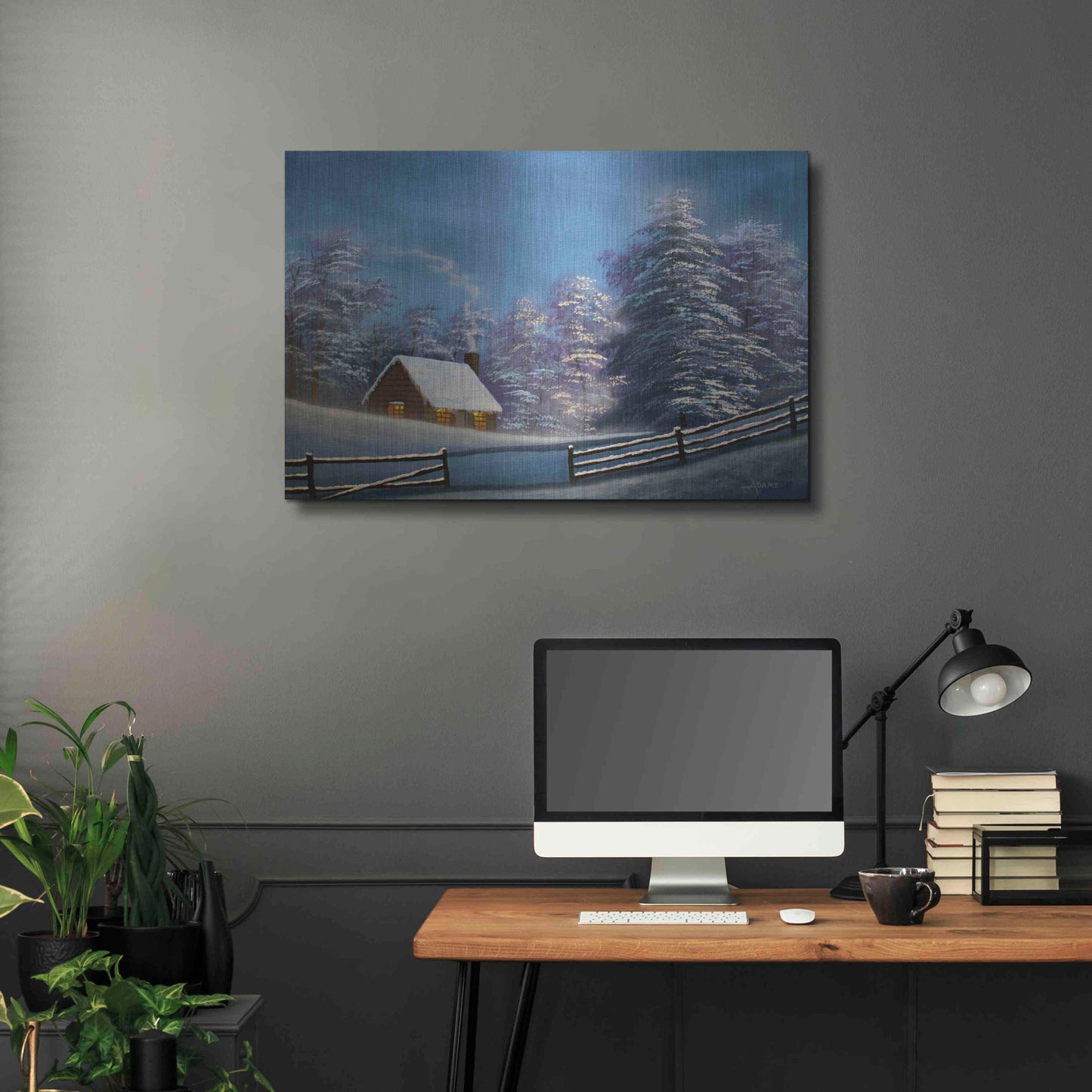 Luxe Metal Art 'Cozy Cabin' by Gary Adams, Metal Wall Art,36x24