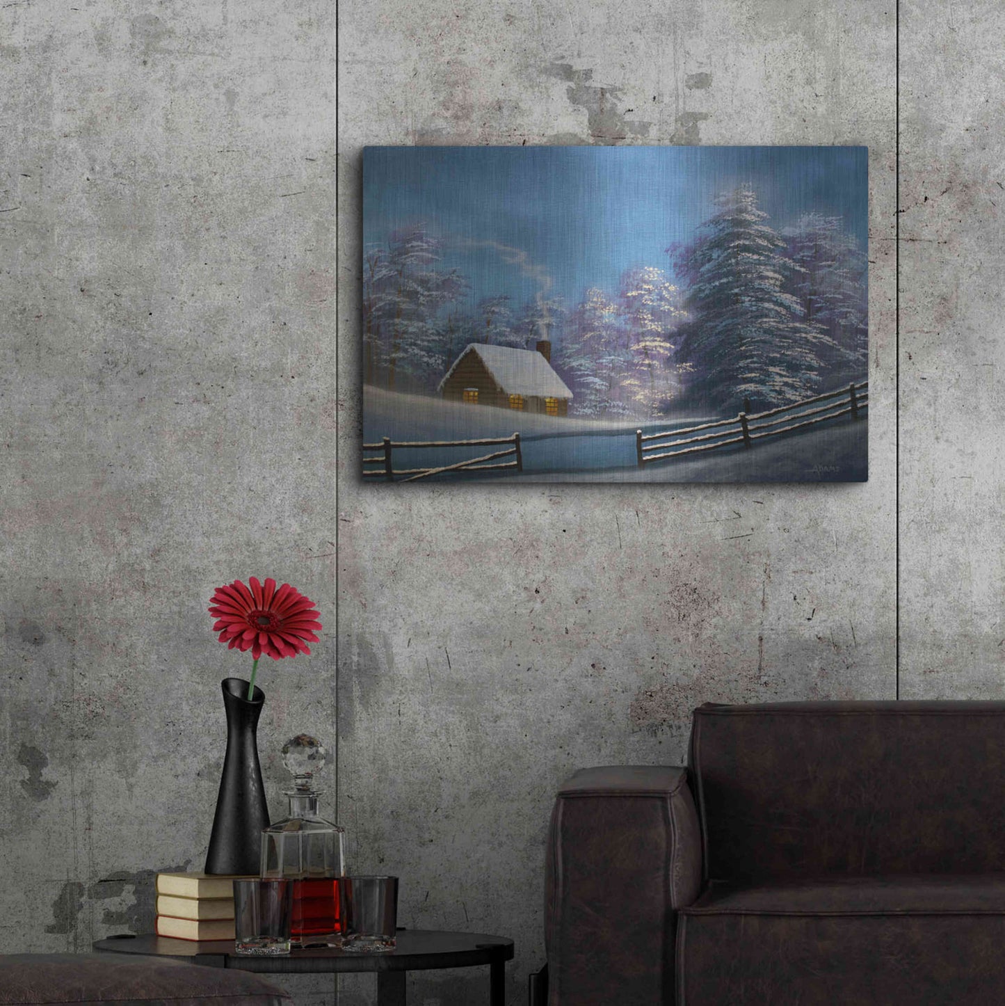 Luxe Metal Art 'Cozy Cabin' by Gary Adams, Metal Wall Art,36x24