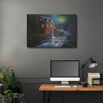 Luxe Metal Art 'Moonlit Mill' by Gary Adams, Metal Wall Art,36x24