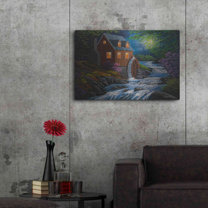 Luxe Metal Art 'Moonlit Mill' by Gary Adams, Metal Wall Art,36x24