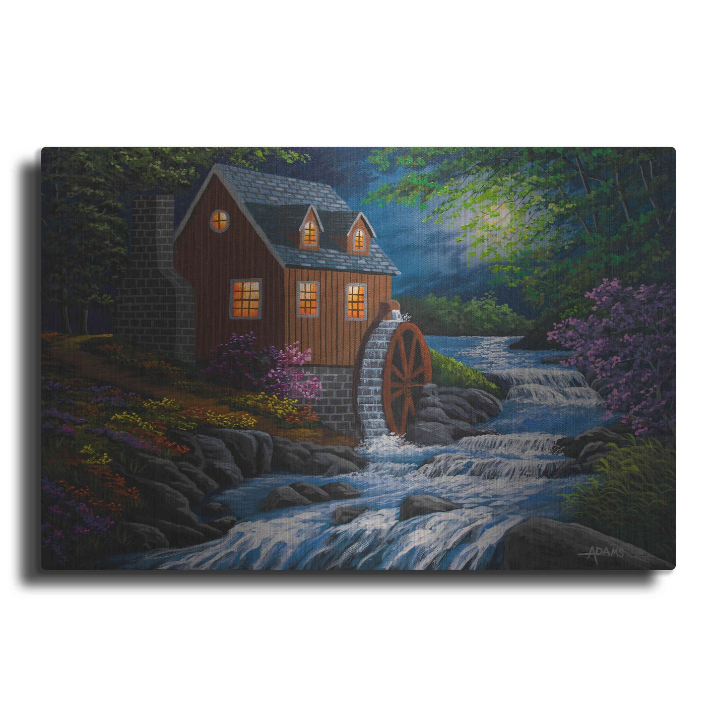 Luxe Metal Art 'Moonlit Mill' by Gary Adams, Metal Wall Art