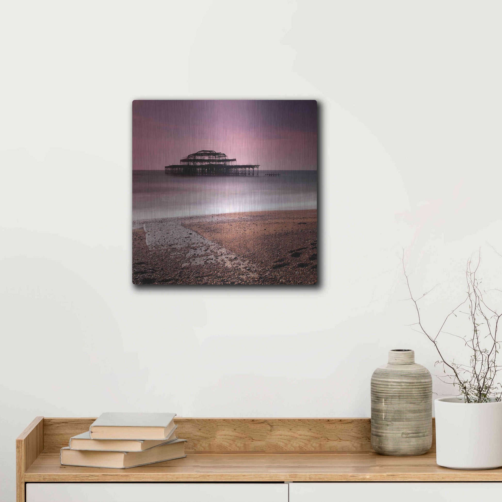 Luxe Metal Art 'Brighton Pier' by Nina Papiorek, Metal Wall Art,12x12