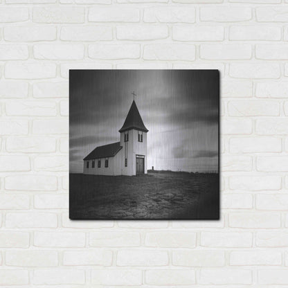 Luxe Metal Art 'Iceland Hellnar Church' by Nina Papiorek, Metal Wall Art,24x24