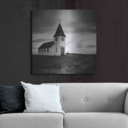 Luxe Metal Art 'Iceland Hellnar Church' by Nina Papiorek, Metal Wall Art,36x36