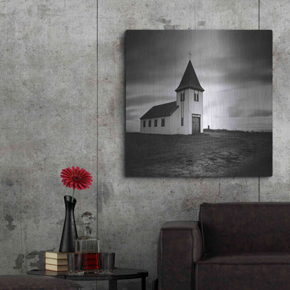 Luxe Metal Art 'Iceland Hellnar Church' by Nina Papiorek, Metal Wall Art,36x36