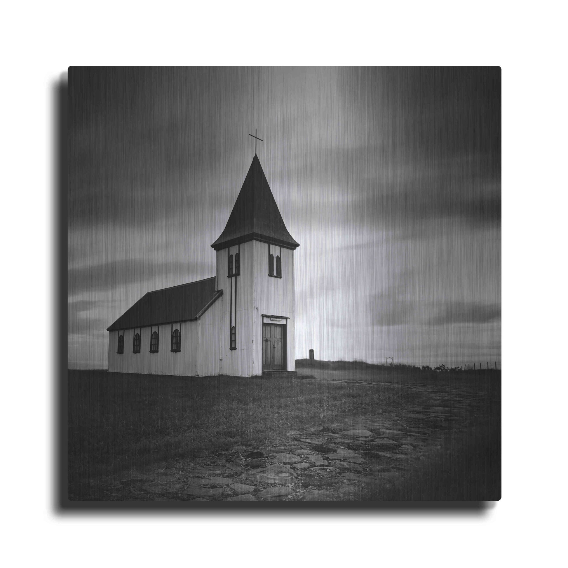 Luxe Metal Art 'Iceland Hellnar Church' by Nina Papiorek, Metal Wall Art