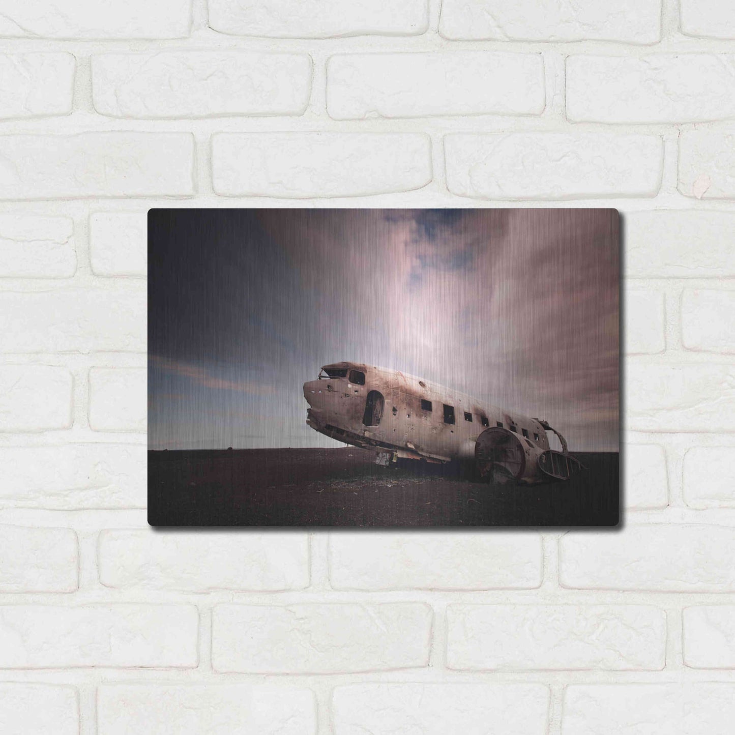 Luxe Metal Art 'Iceland Plane Wreck' by Nina Papiorek, Metal Wall Art,16x12