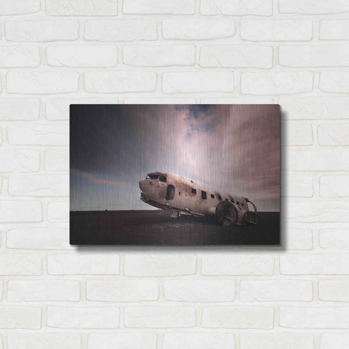 Luxe Metal Art 'Iceland Plane Wreck' by Nina Papiorek, Metal Wall Art,24x16