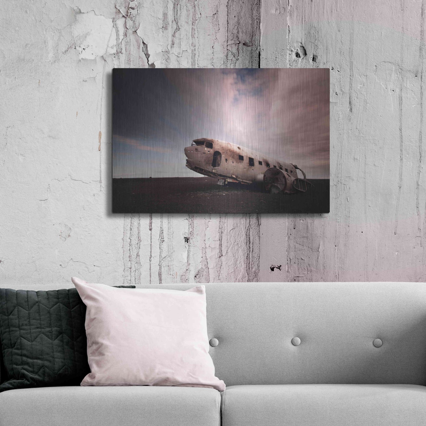 Luxe Metal Art 'Iceland Plane Wreck' by Nina Papiorek, Metal Wall Art,36x24