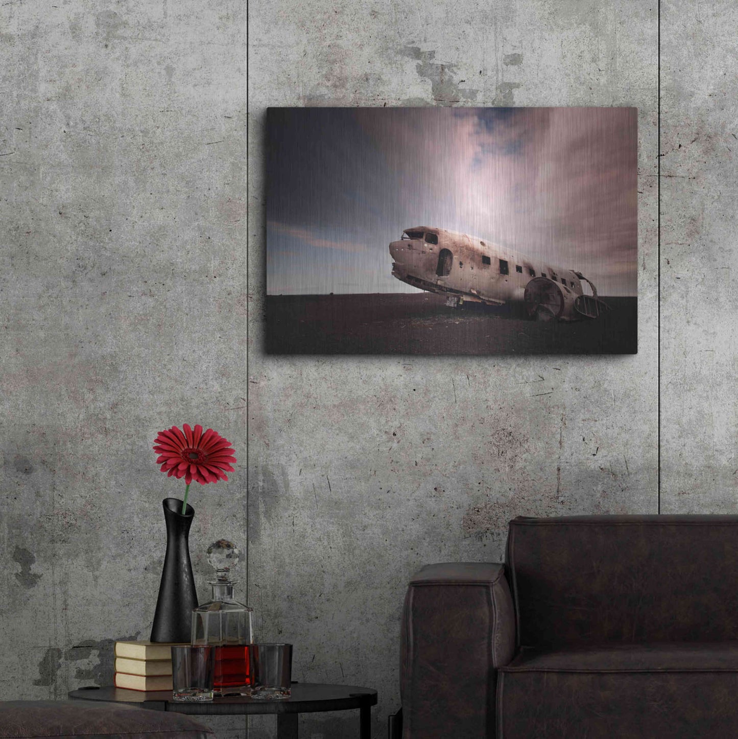 Luxe Metal Art 'Iceland Plane Wreck' by Nina Papiorek, Metal Wall Art,36x24