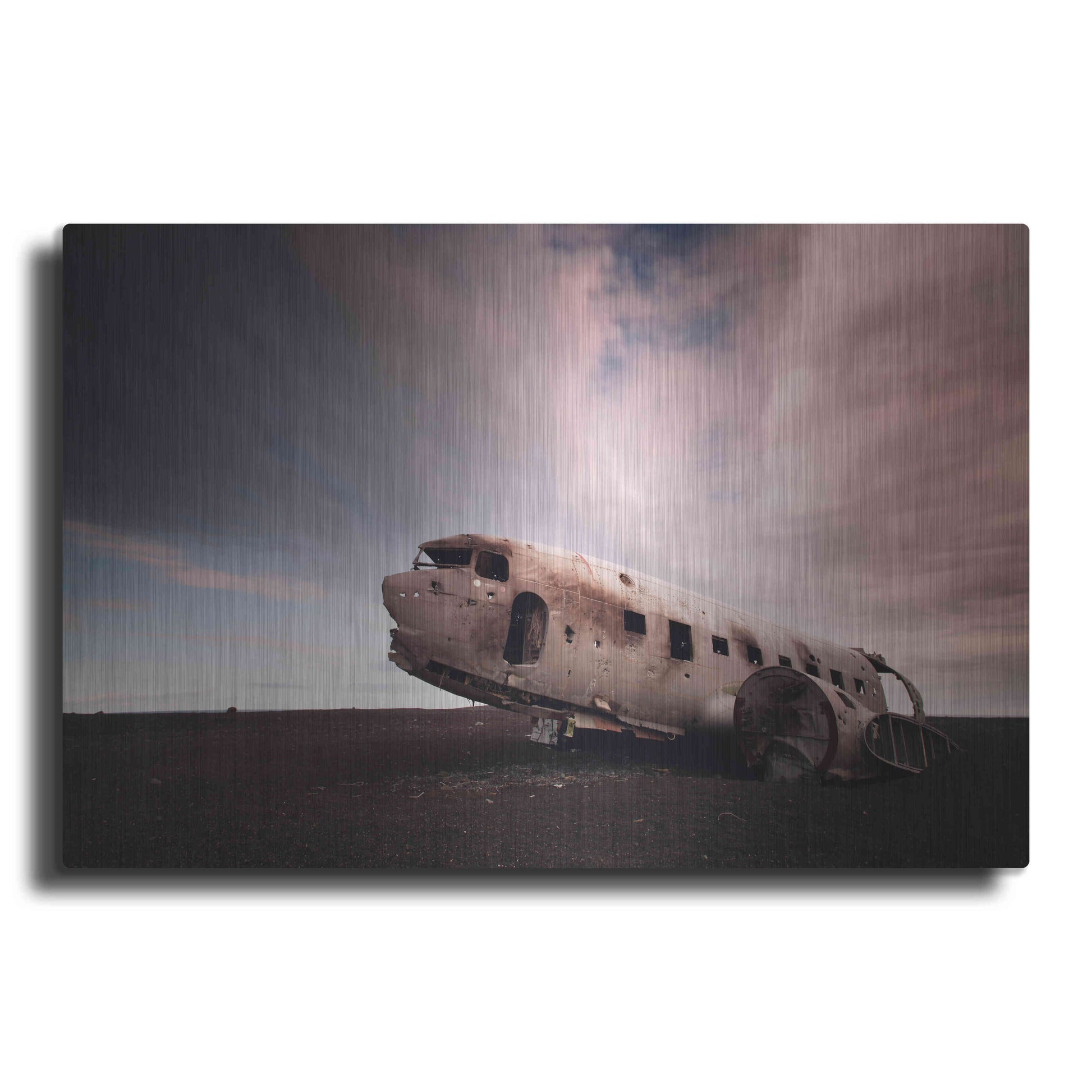 Luxe Metal Art 'Iceland Plane Wreck' by Nina Papiorek, Metal Wall Art