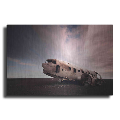 Luxe Metal Art 'Iceland Plane Wreck' by Nina Papiorek, Metal Wall Art