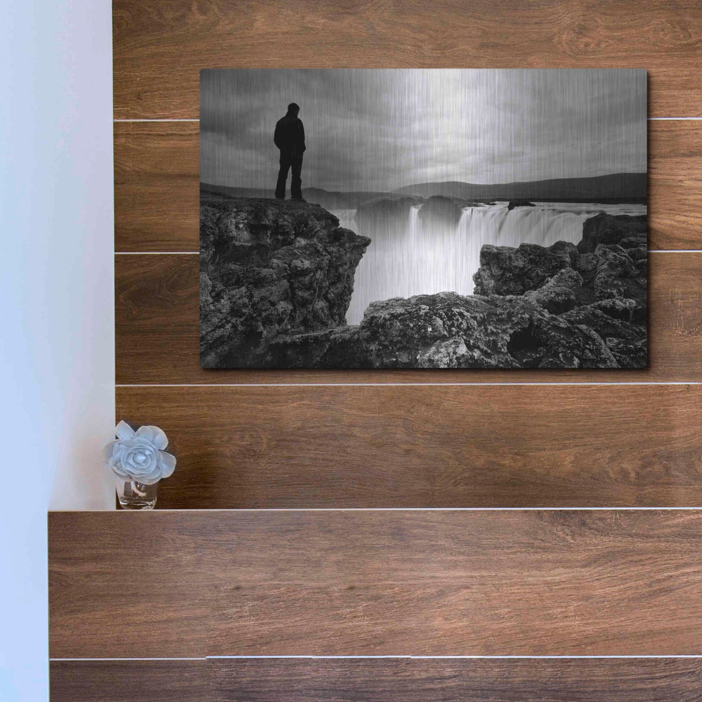 Luxe Metal Art 'Iceland Waterfall' by Nina Papiorek, Metal Wall Art,16x12