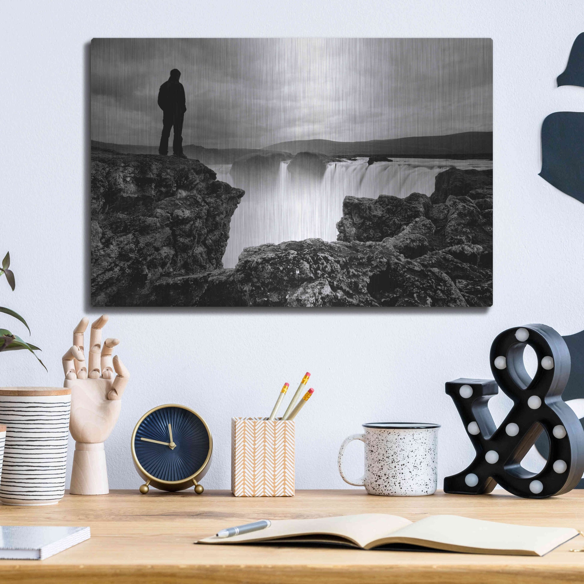 Luxe Metal Art 'Iceland Waterfall' by Nina Papiorek, Metal Wall Art,16x12