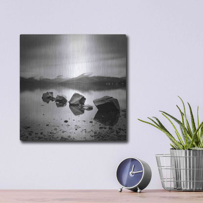 Luxe Metal Art 'Lomond Rocks' by Nina Papiorek, Metal Wall Art,12x12