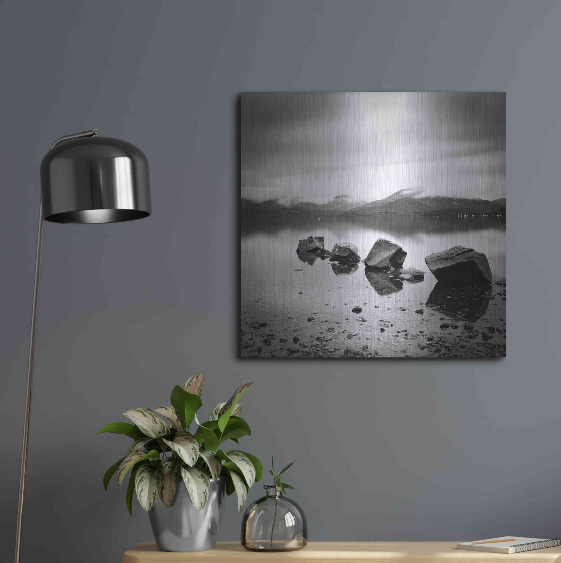 Luxe Metal Art 'Lomond Rocks' by Nina Papiorek, Metal Wall Art,24x24