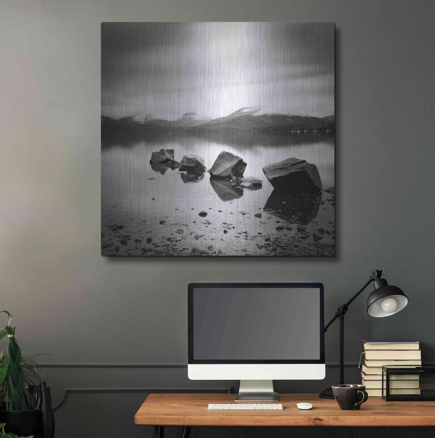 Luxe Metal Art 'Lomond Rocks' by Nina Papiorek, Metal Wall Art,36x36