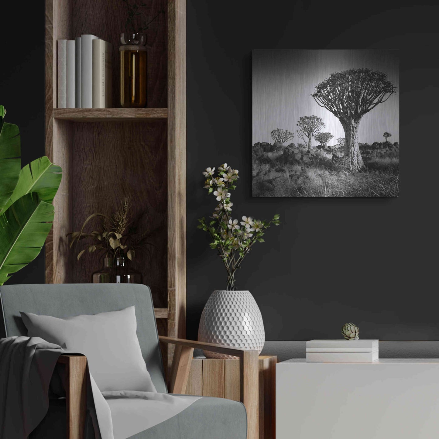 Luxe Metal Art 'Namibia Quiver Trees' by Nina Papiorek, Metal Wall Art,24x24