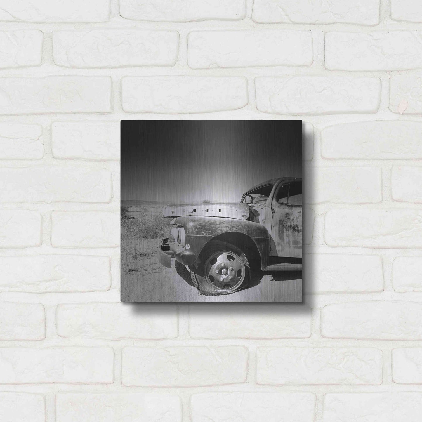 Luxe Metal Art 'Namibia Rotten Car' by Nina Papiorek, Metal Wall Art,12x12