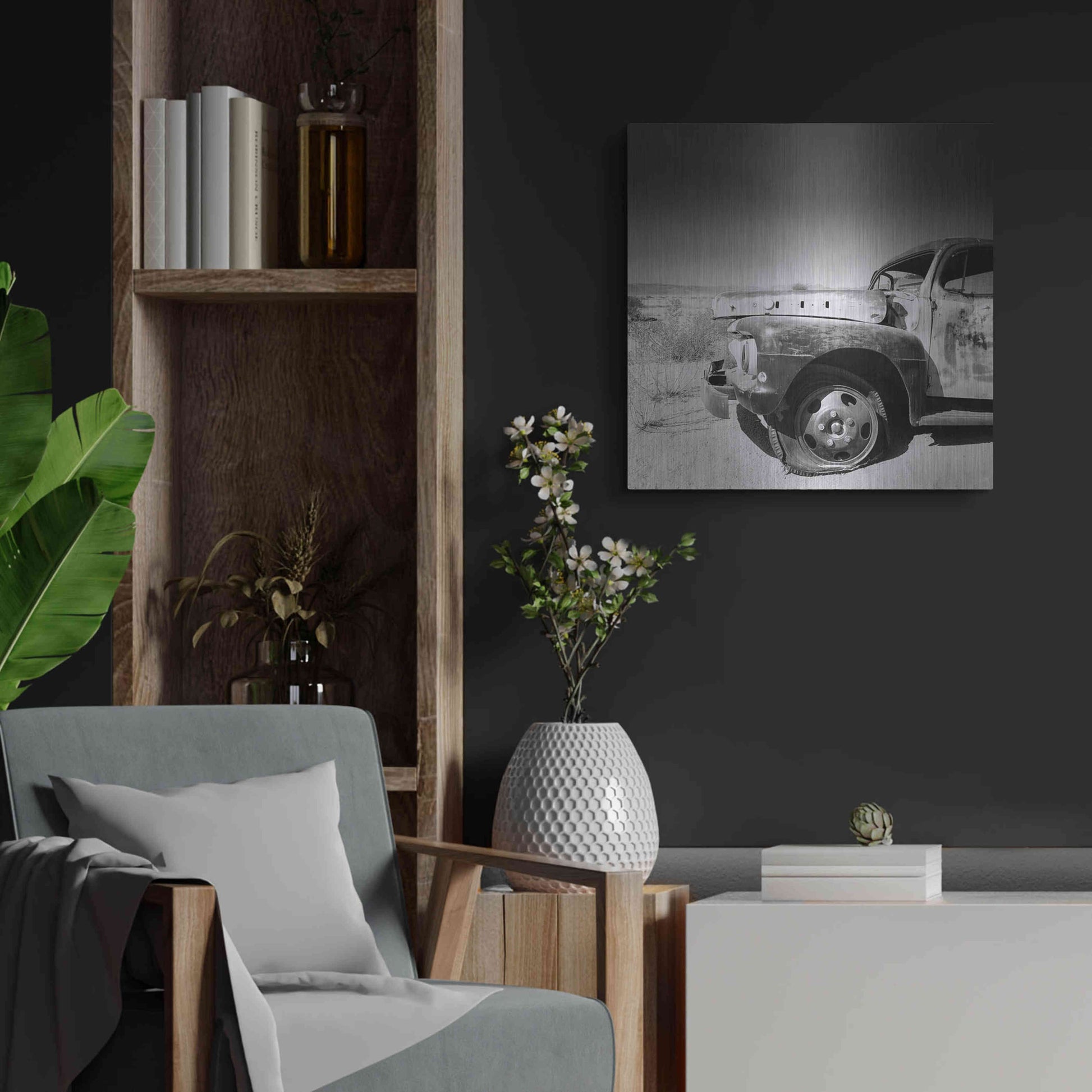 Luxe Metal Art 'Namibia Rotten Car' by Nina Papiorek, Metal Wall Art,24x24