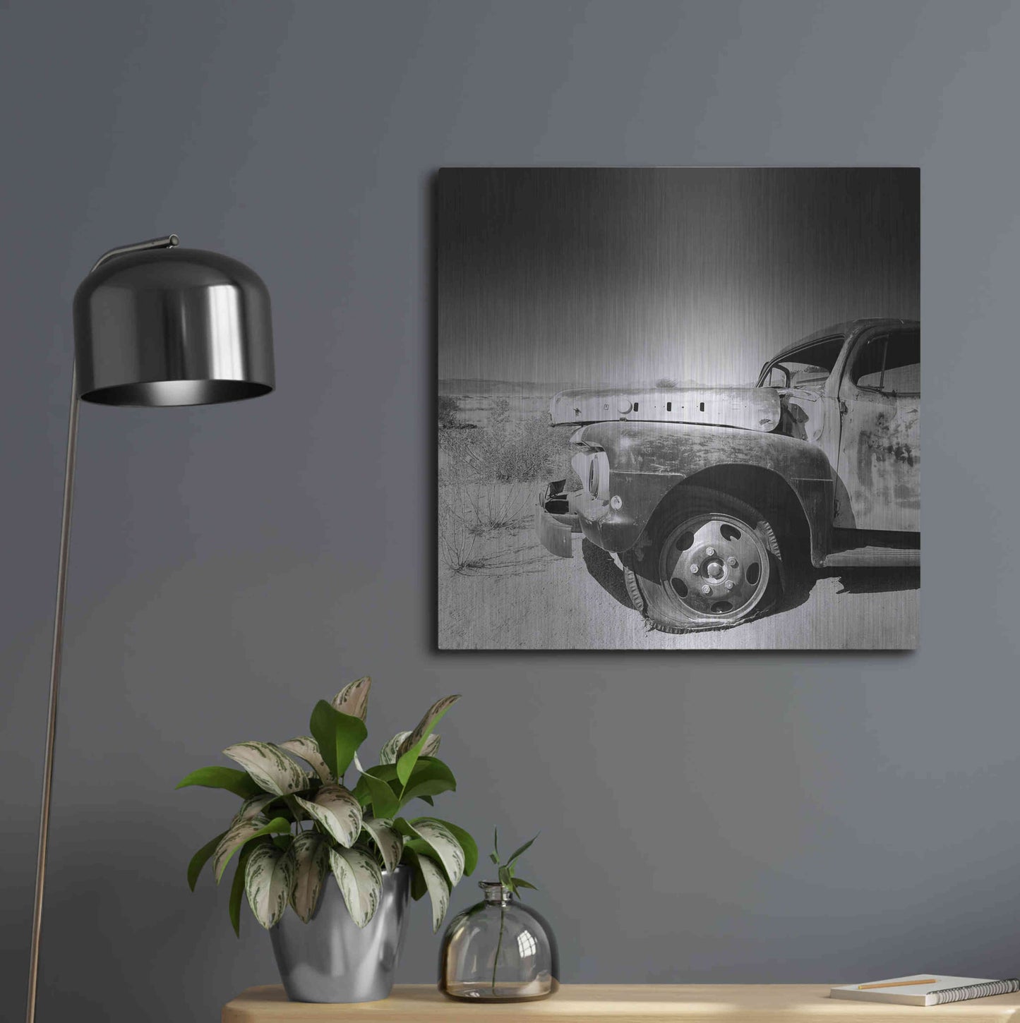 Luxe Metal Art 'Namibia Rotten Car' by Nina Papiorek, Metal Wall Art,24x24