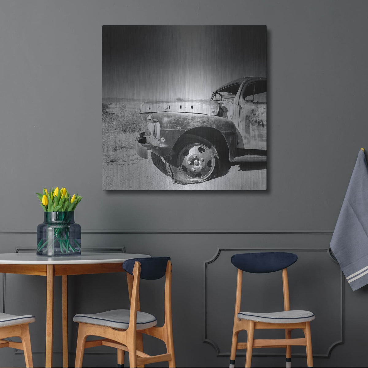 'Namibia Rotten Car' by Nina Papiorek – Metal Wall Art, 36x36 room view