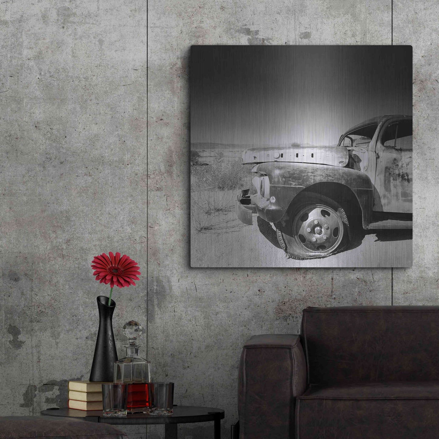 Luxe Metal Art 'Namibia Rotten Car' by Nina Papiorek, Metal Wall Art,36x36