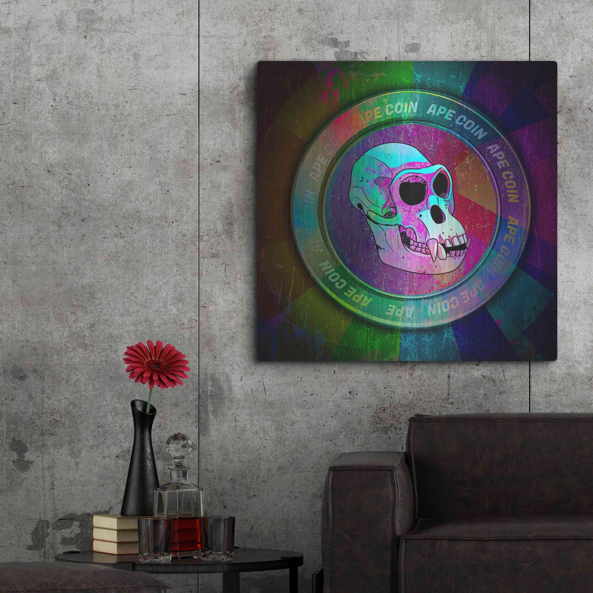 Luxe Metal Art 'Ape Crypto Coin' by Luxe Portfolio, Metal Wall Art,36x36