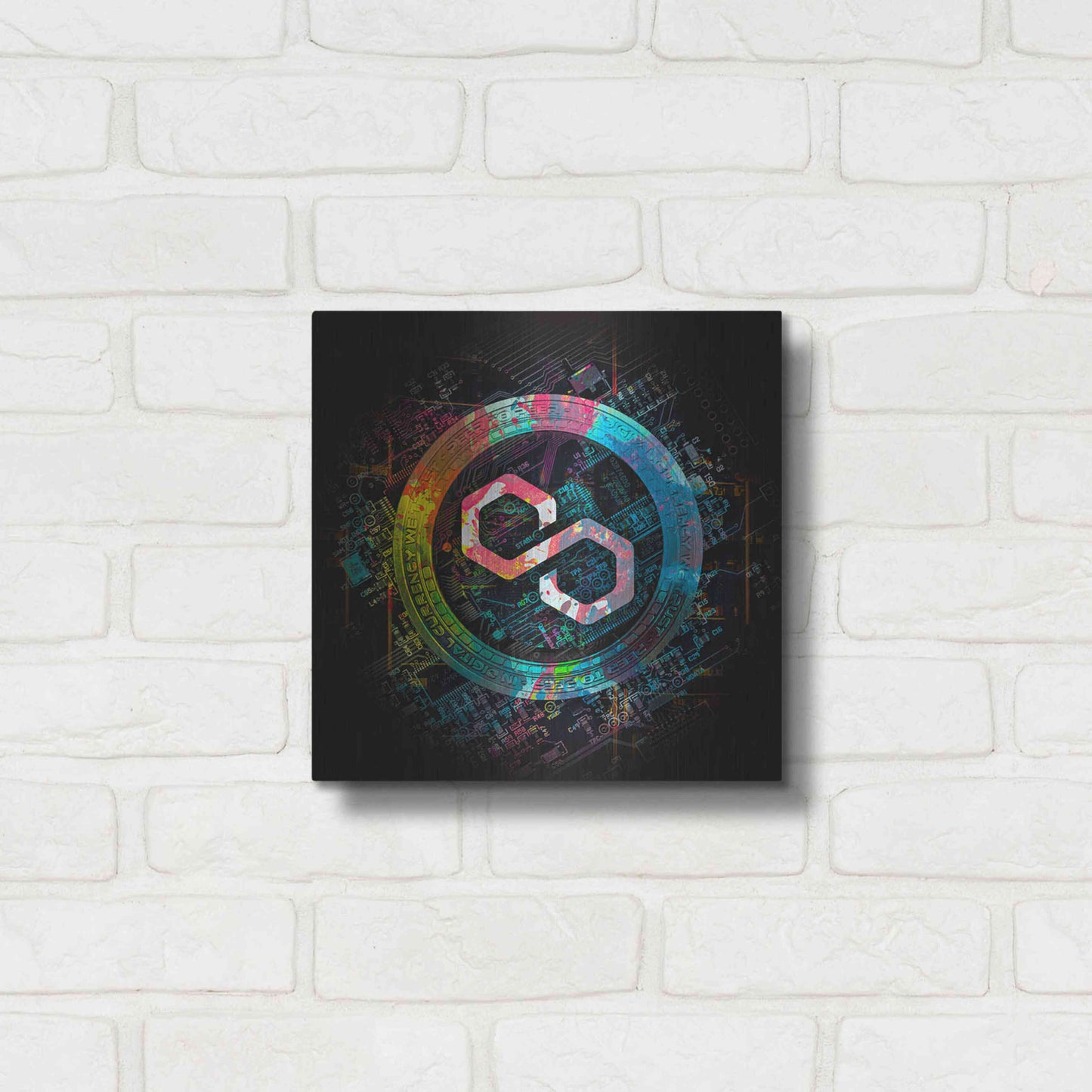 Luxe Metal Art 'Polygon Crypto Giga Coin' by Luxe Portfolio, Metal Wall Art,12x12