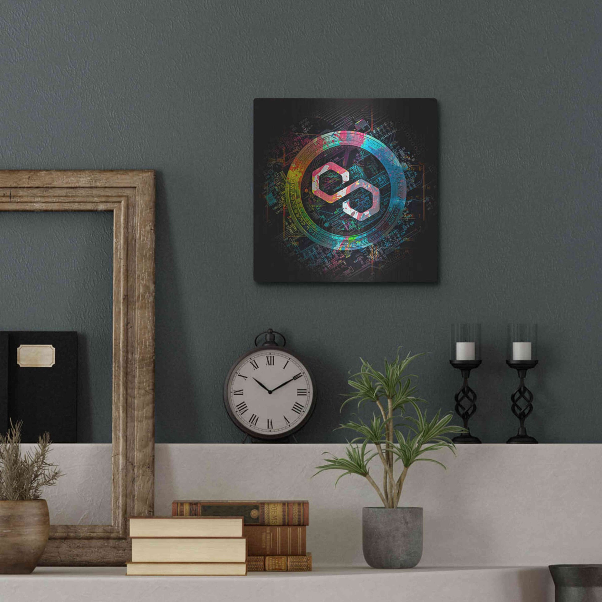 Luxe Metal Art 'Polygon Crypto Giga Coin' by Luxe Portfolio, Metal Wall Art,12x12